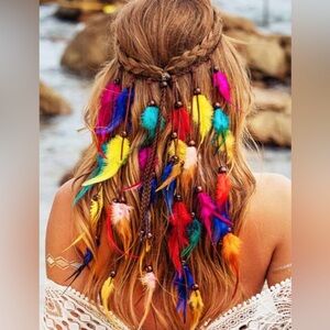 Feathers Multicolor Bohemian Hair Accessory